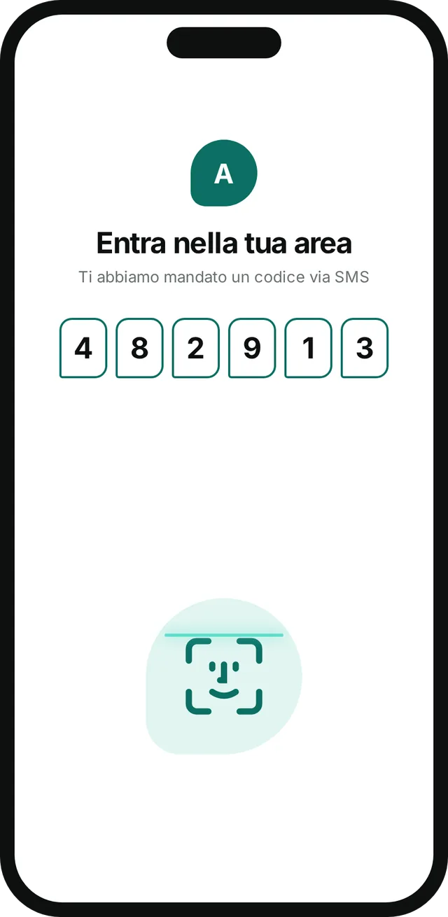 L'ingresso nell'area del paziente con il codice e il riconoscimento del viso
